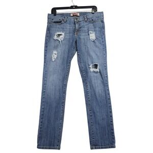 Goodtime Denim Jeans Women 13 Blue Excellent Distressed Straight Leg Made in USA